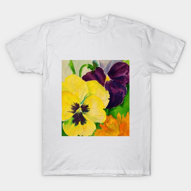 Pansies T-Shirt by HelenDBVickers